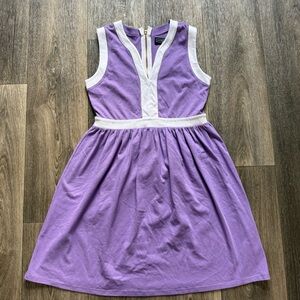 Duffield Lane Lilac & White Sleeveless Fit-and-Flare Dress Sz S